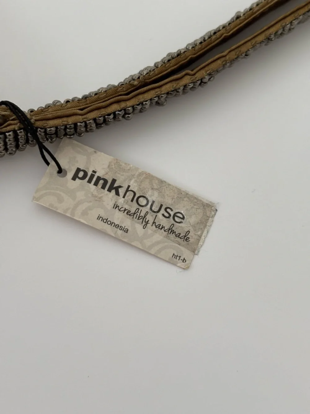 Pinkhouse Beaded Clutch Wristlet NWT Bronze & White Mother of Pearl Zip Closure